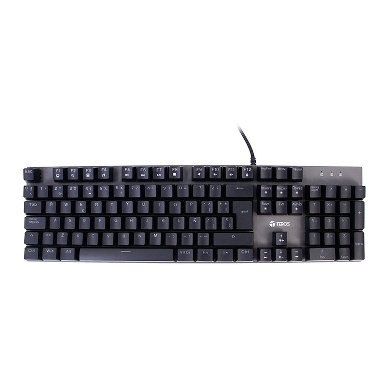 Teclado Gamer TEROS TE-4074G (retroiluminación rainbow, USB, negro)