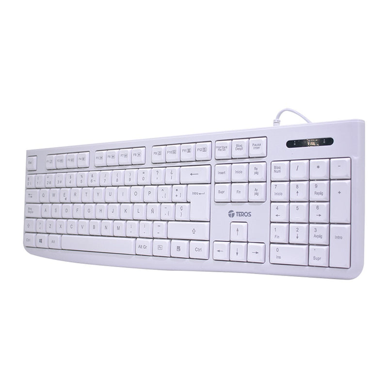 Teclado Multimedia TEROS TE-4069S USB (105 teclas, español, blanco)