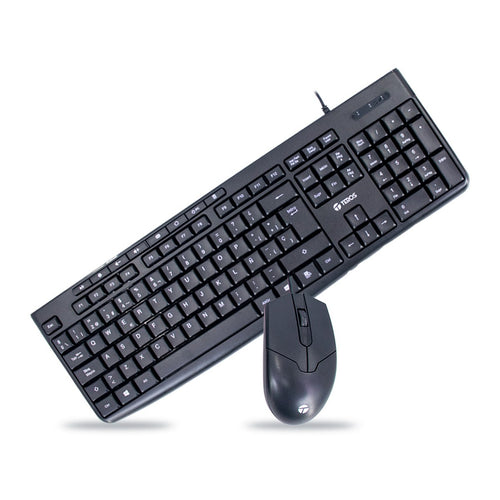 Kit Teclado y Mouse TEROS TE-5012S USB (105+8 teclas, mouse 1000 DPI, negro)