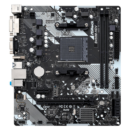 Placa Madre ASRock B450M-HDV R4.0 (AMD B450, Socket AM4, DDR4, mATX)