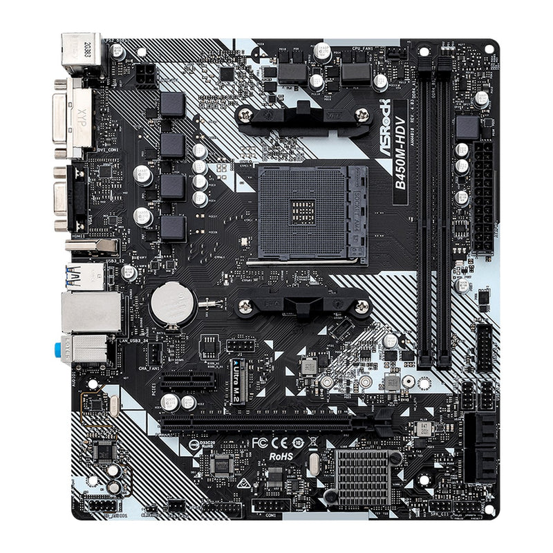 Placa Madre ASRock B450M-HDV R4.0 (AMD B450, Socket AM4, DDR4, mATX)