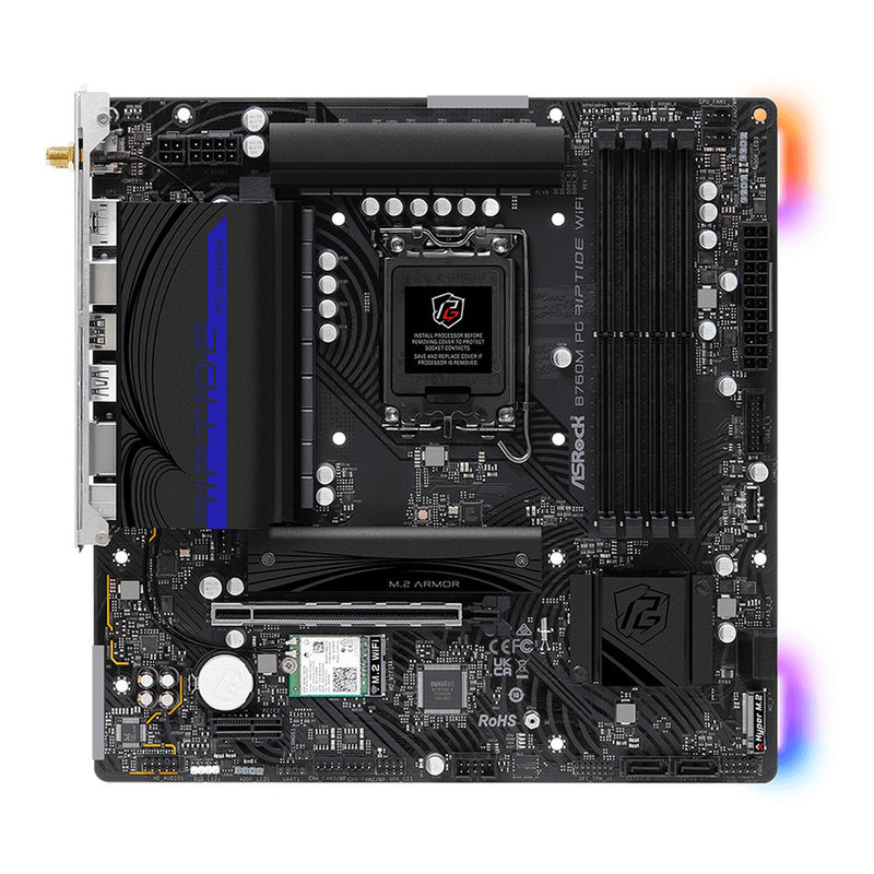 Placa Madre ASRock B760M PG Riptide WiFi (Intel B760, LGA1700, DDR5, Wi-Fi 6E, mATX)