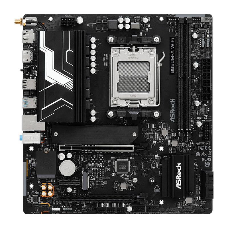Placa Madre ASRock B850M-X WiFi R2.0 (AMD B850, Socket AM5, DDR5, Wi-Fi, mATX)