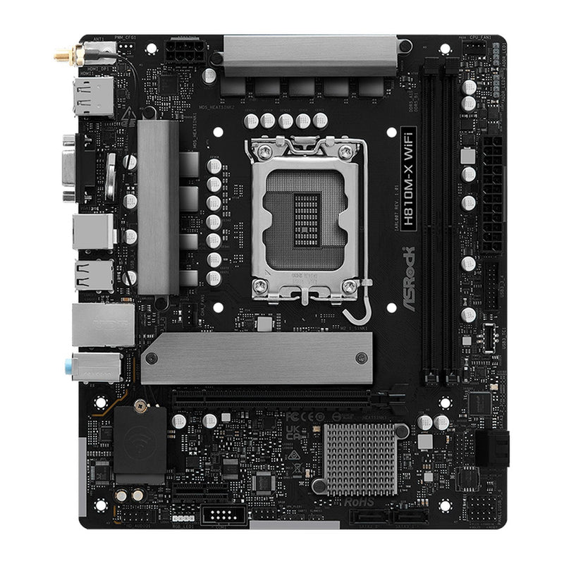 Placa Madre ASRock H810M-X WiFi (Intel H810, LGA1851, DDR5, Wi-Fi, mATX)