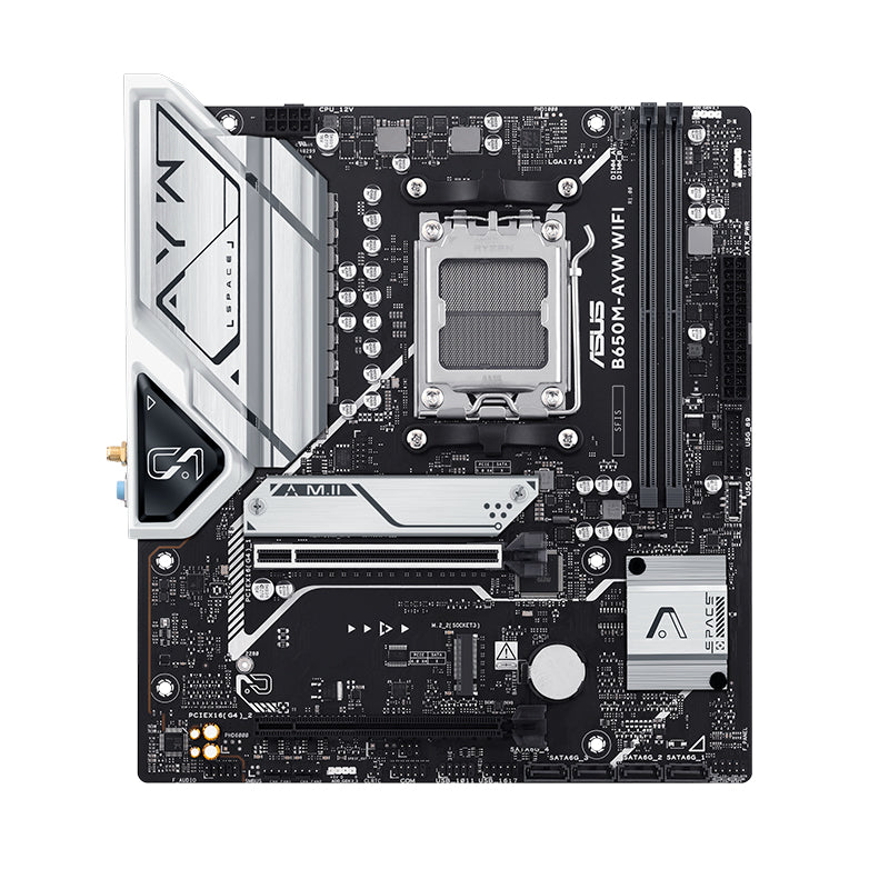 Placa Madre ASUS B650M-AYW WiFi (AMD B650, Socket AM5, DDR5, Wi-Fi, mATX)