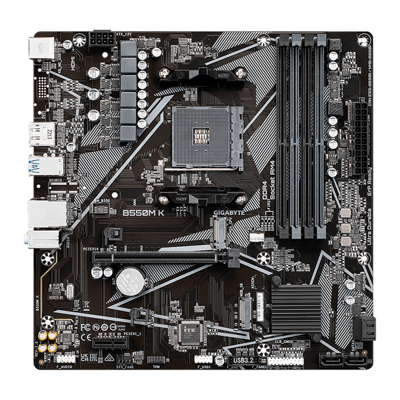 Placa Madre Gigabyte B550M K (AMD B550, Socket AM4, DDR4, mATX)