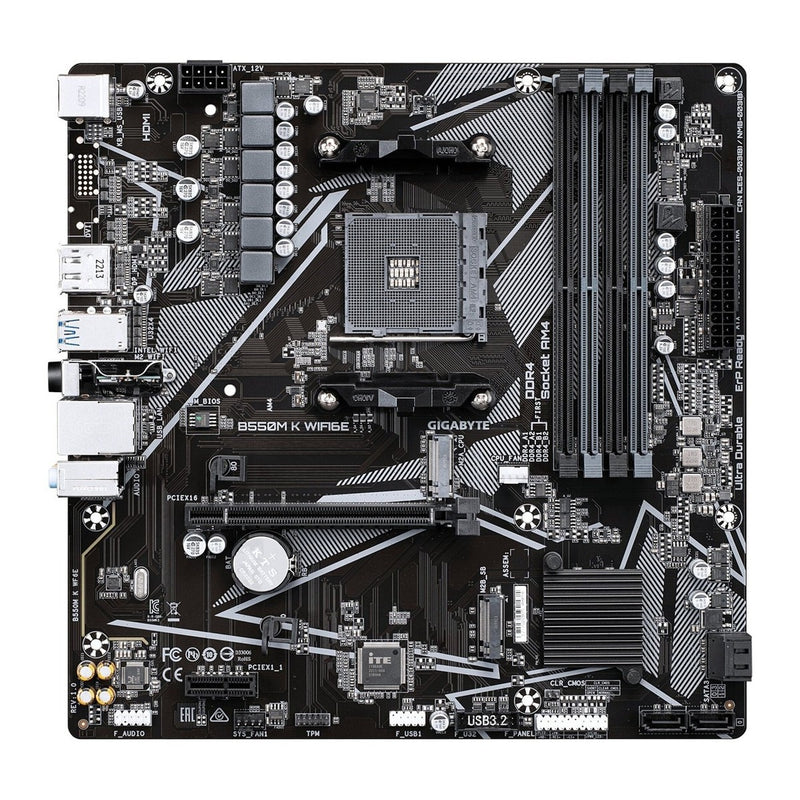 Placa Madre Gigabyte B550M K WIFI6E (AMD B550, AM4, DDR4, Wi-Fi 6E)