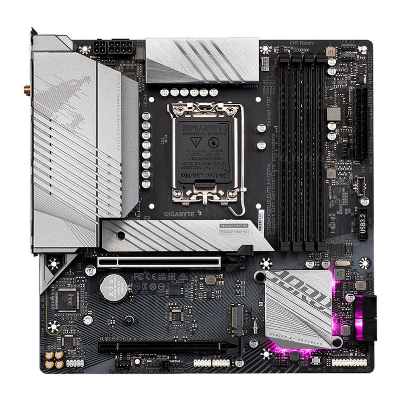 Placa Madre Gigabyte B760M Aorus Elite AX DDR4 (Intel B760, LGA1700, Wi-Fi 6E, Micro-ATX)