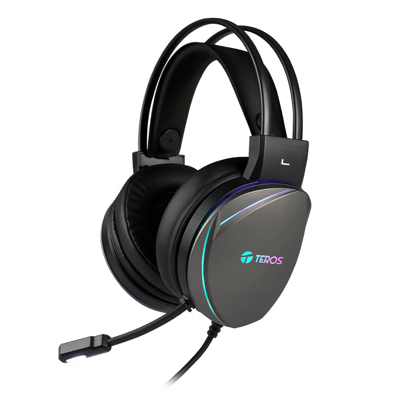 Audífonos Gamer Teros TE-8170N USB 7.1 con Micrófono y Luces RGB Negro