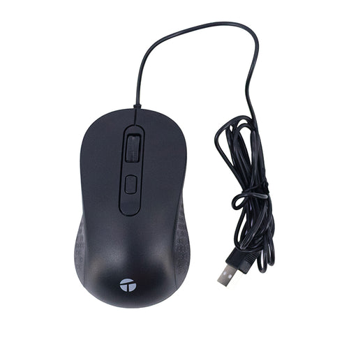 Mouse Óptico Teros TE-1229S 4 Botones (2000 DPI, USB, Negro)
