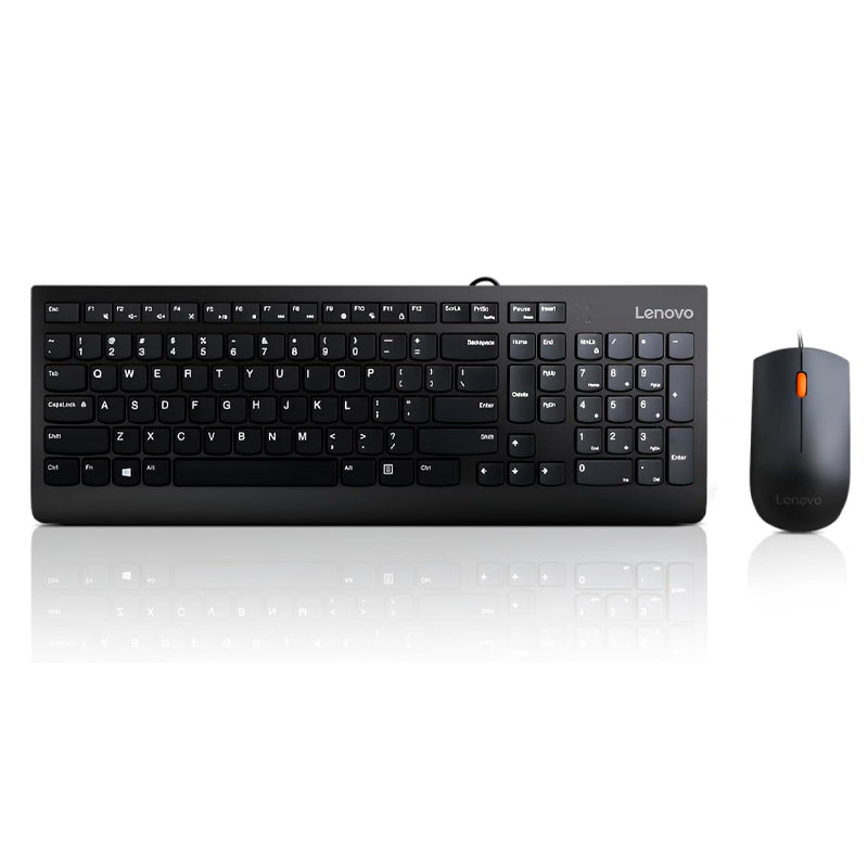 Kit Teclado y Mouse con Cable Lenovo 300 USB (ambidiestro, 1600 DPI, español, negro)