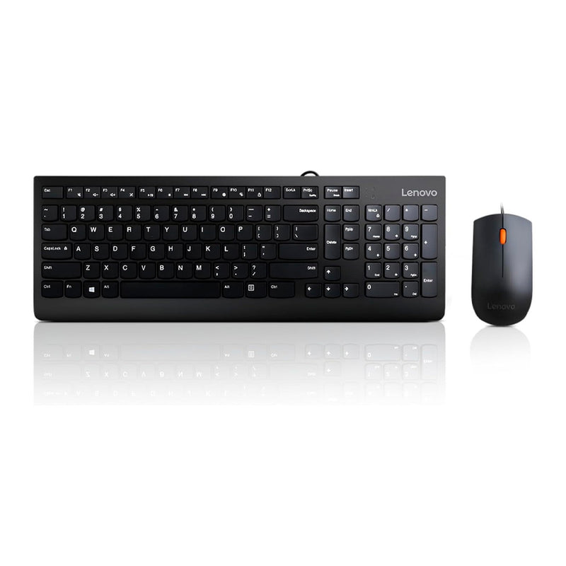 Kit Teclado y Mouse con Cable Lenovo 300 USB (ambidiestro, 1600 DPI, español, negro)