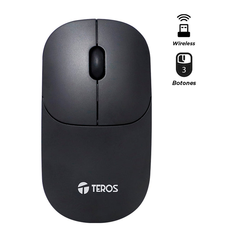 Mouse Inalámbrico Teros TE-1217S 3 Botones (1000 DPI, USB, Negro)