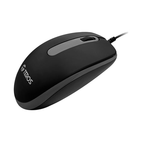 Mouse Óptico Teros TE-1220S 3 Botones (1000 DPI, USB, Gris/Negro)