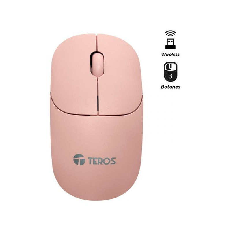 Mouse Inalámbrico TEROS TE-1218S 1000 DPI, color rosado