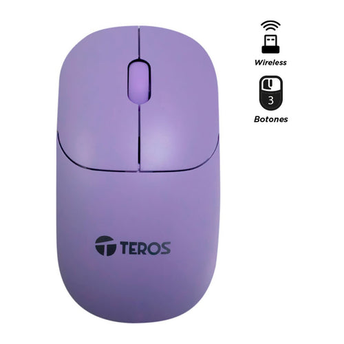 Mouse Inalámbrico Teros TE-1219S 3 Botones (1000 DPI, USB, Morado)