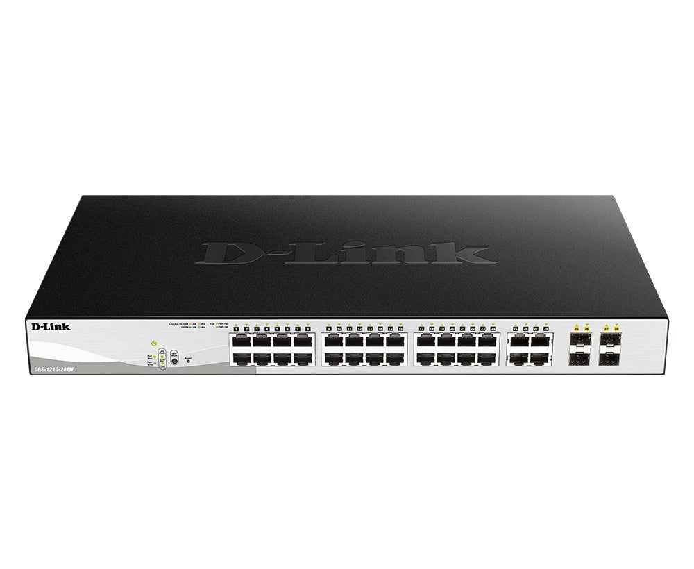 Switch Administrable PoE D-Link DGS-1210-28MP, 24 puertos GbE PoE + 4 SFP