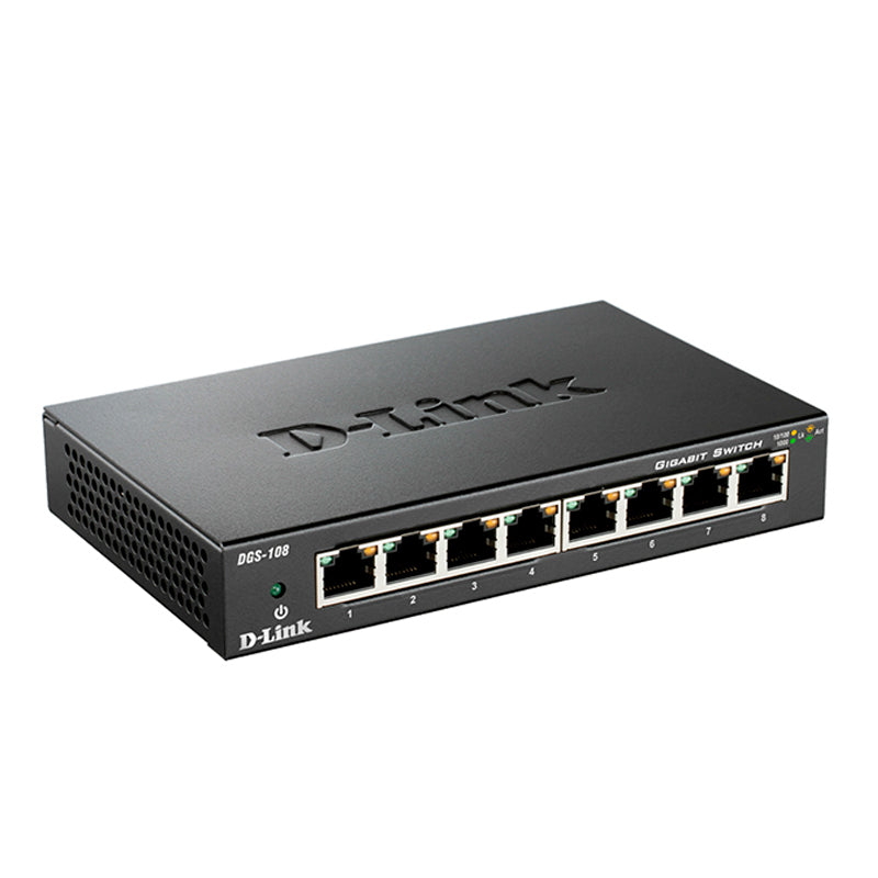 Switch D-Link DGS-108, 8 puertos Gigabit (metálico, no gestionable)
