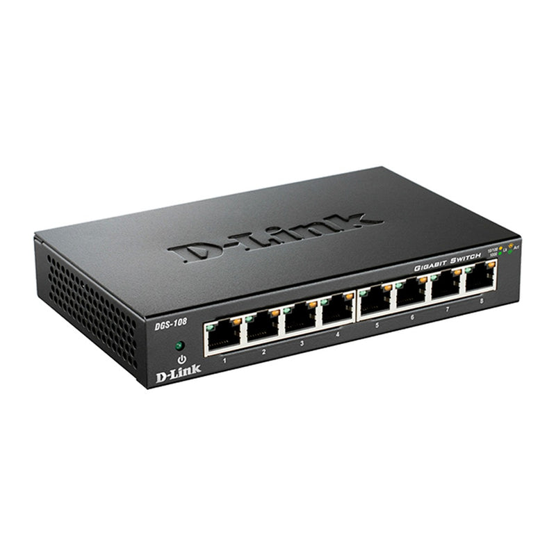 Switch D-Link DGS-108, 8 puertos Gigabit (metálico, no gestionable)