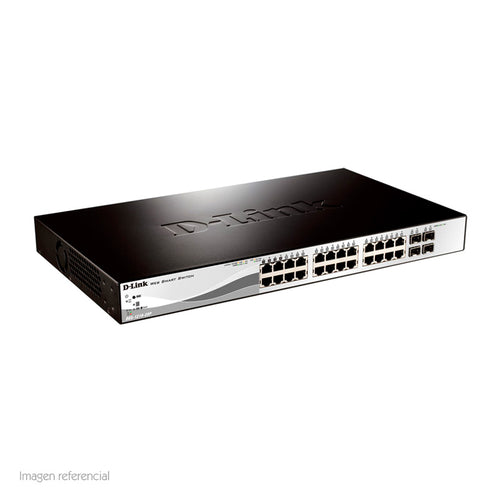 Switch Smart PoE D-Link DGS-1210-28P, 24 puertos GbE PoE + 4 SFP