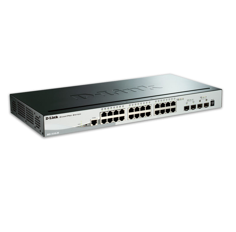 Switch Administrable D-Link SmartPro DGS-1510-28P, 24 GbE + 2 SFP + 2 SFP+ 10G