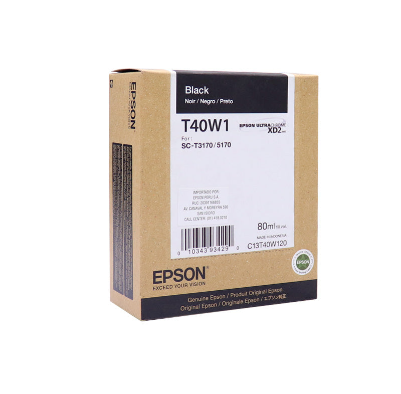 Cartucho de Tinta Epson T40W120 Negro 80ml (UltraChrome XD2, SureColor T3170/T5170)