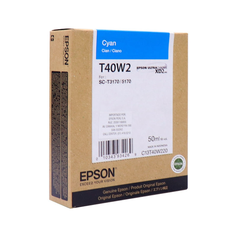 Cartucho de Tinta Epson T40W220 Cyan 50ml (UltraChrome XD2, SureColor T3170/T5170)