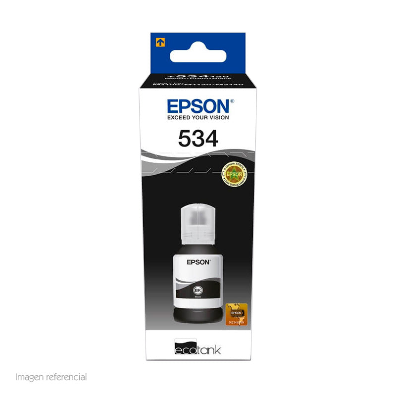 Botella de Tinta Epson T534120 Negro 120ml (EcoTank Monocromática M1100/M2170 y más)