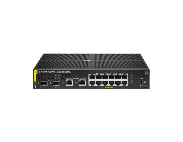 Switch HPE Aruba 6100, 12 puertos Gigabit Class 4 PoE, 2 SFP+