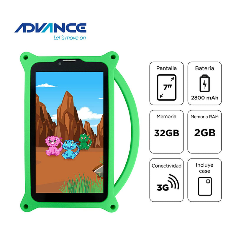 Tablet Advance Intro TR6955 7" (Android 11 Go, 3G, 2GB/32GB, Verde)