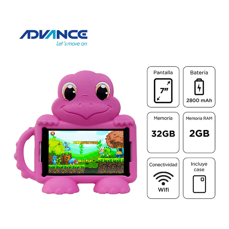 Tablet Advance Intro TR6959 7" WiFi (2GB/32GB, Android 12 Go, rosado)